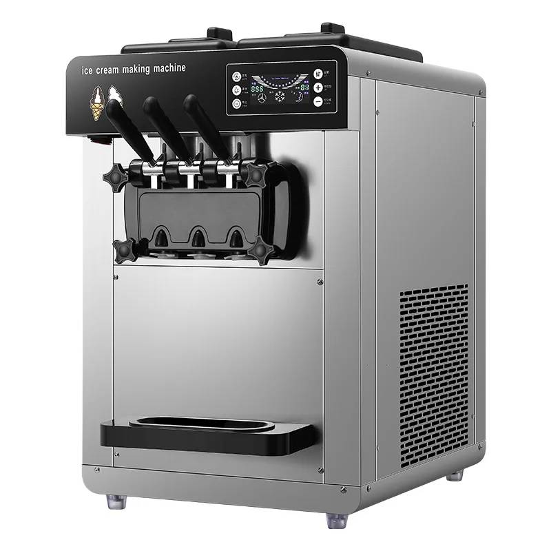  Commercial Stainless Steel 3 Flavor Soft Ice-cream Maker Machine for Restaurant Tabletop Ice Making Machine