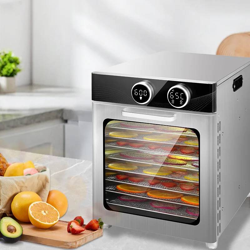 Household 8 Trays Electronic Knob Food Dehydrator Stainless Steel Fruit and Vegetable Meat Dehydrator
